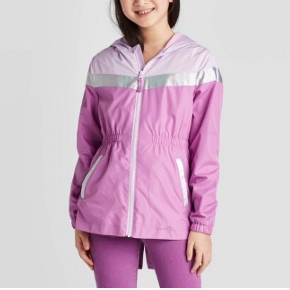 Girls' Colorblock Windbreaker Jacket - Cat & Jack Purple Size S 4/5